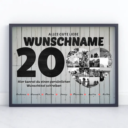 Fotocollage zum 20 Geburstag für Patentante mit 14 Fotos