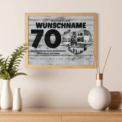 Poster mit Wunschname 70 Geburstag 14 Fotos Bis zu 15 Namen Geschenkidee