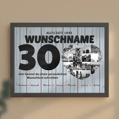 Tante 30 Geburstag Fotocollage als Personalisiertes Poster Bis 15 Namen