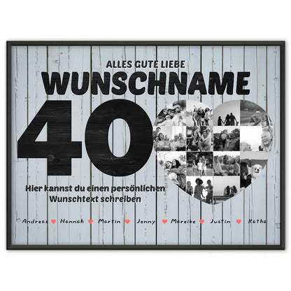 Geschenk Poster personalisiert 40 Geburstag Bis 15 Namen für Schwester