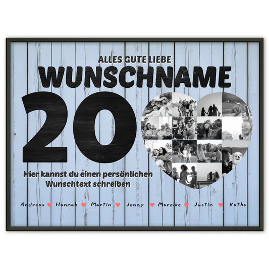 Personalisiertes Geburtstagsposter Bis 15 Namen für Schwester 20 Geburstag