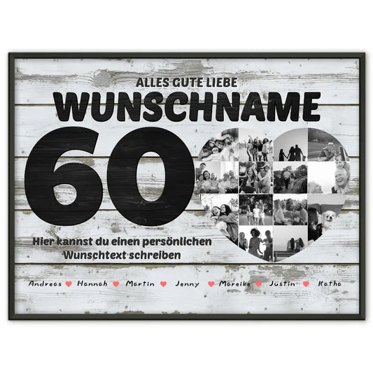 Poster mit Wunschname60 Geburstag personalisiert Alles Gute Mit Namen