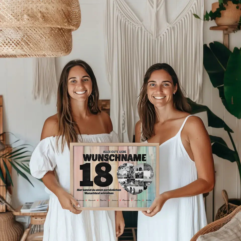 Schwester 18 Geburstag Fotocollage als Personalisiertes Poster Bis 15 Namen