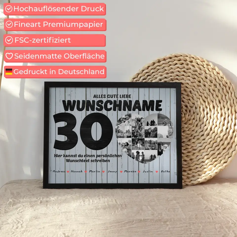 Tante 30 Geburstag Fotocollage als Personalisiertes Poster Bis 15 Namen