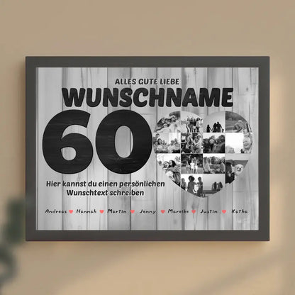 Geschenk Poster personalisiert 60 Geburstag Mit Namen Schwarz Weiß