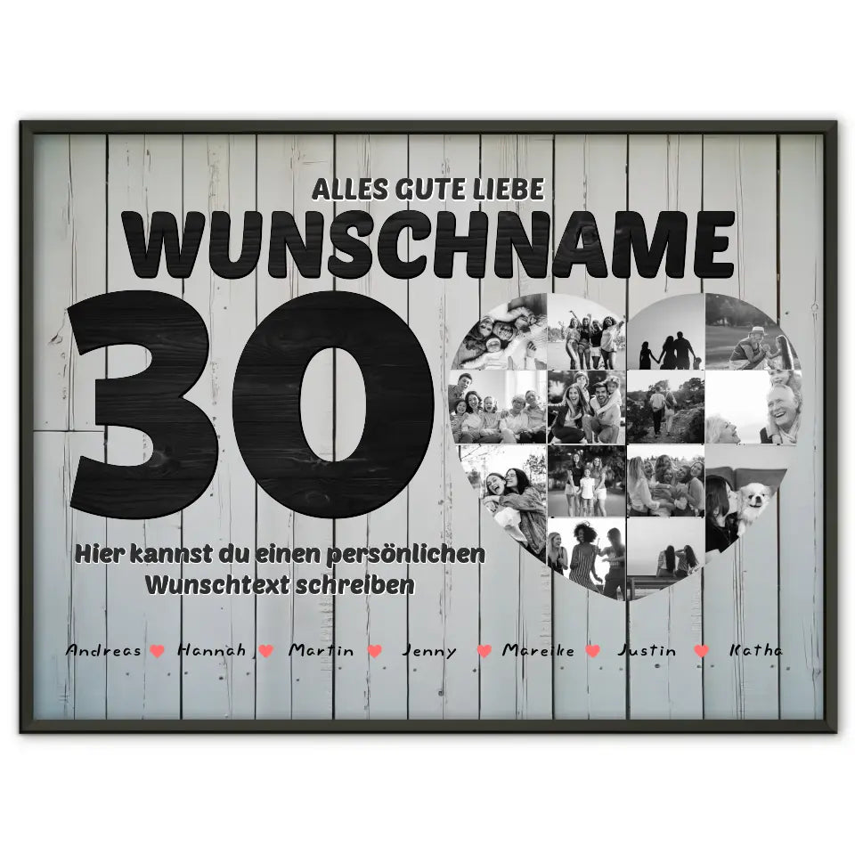 30 Geburstag Schwester Poster personalisiert 14 Fotos Mit Namen