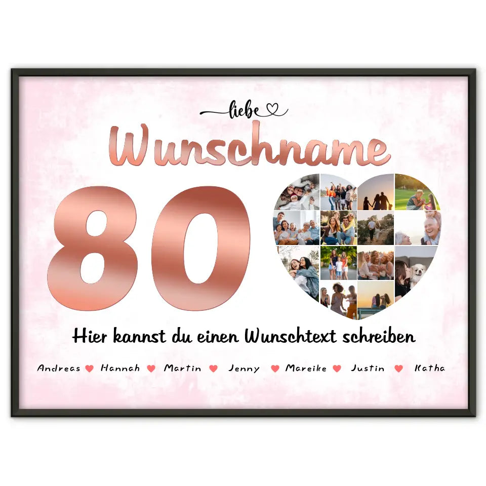 Poster personalisiert für Mama 80 Geburstag 14 Fotos Wunschname