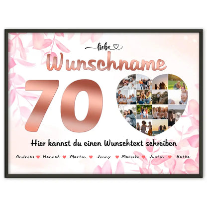 Personalisiertes Mama Poster 70 Geburstag Rose Farbe Eigener Wunschtext