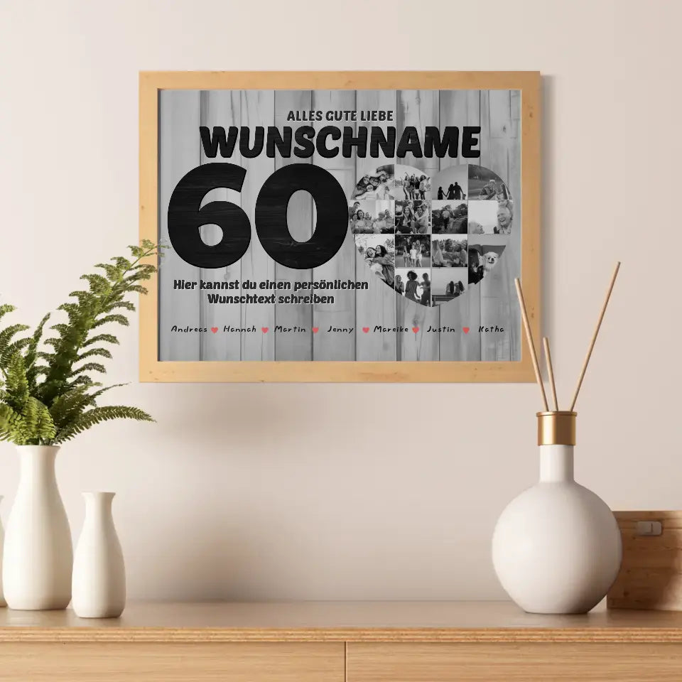 Geschenk Poster personalisiert 60 Geburstag Mit Namen Schwarz Weiß