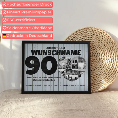 Fotocollage personalisiert für Oma zum 90 Geburstag