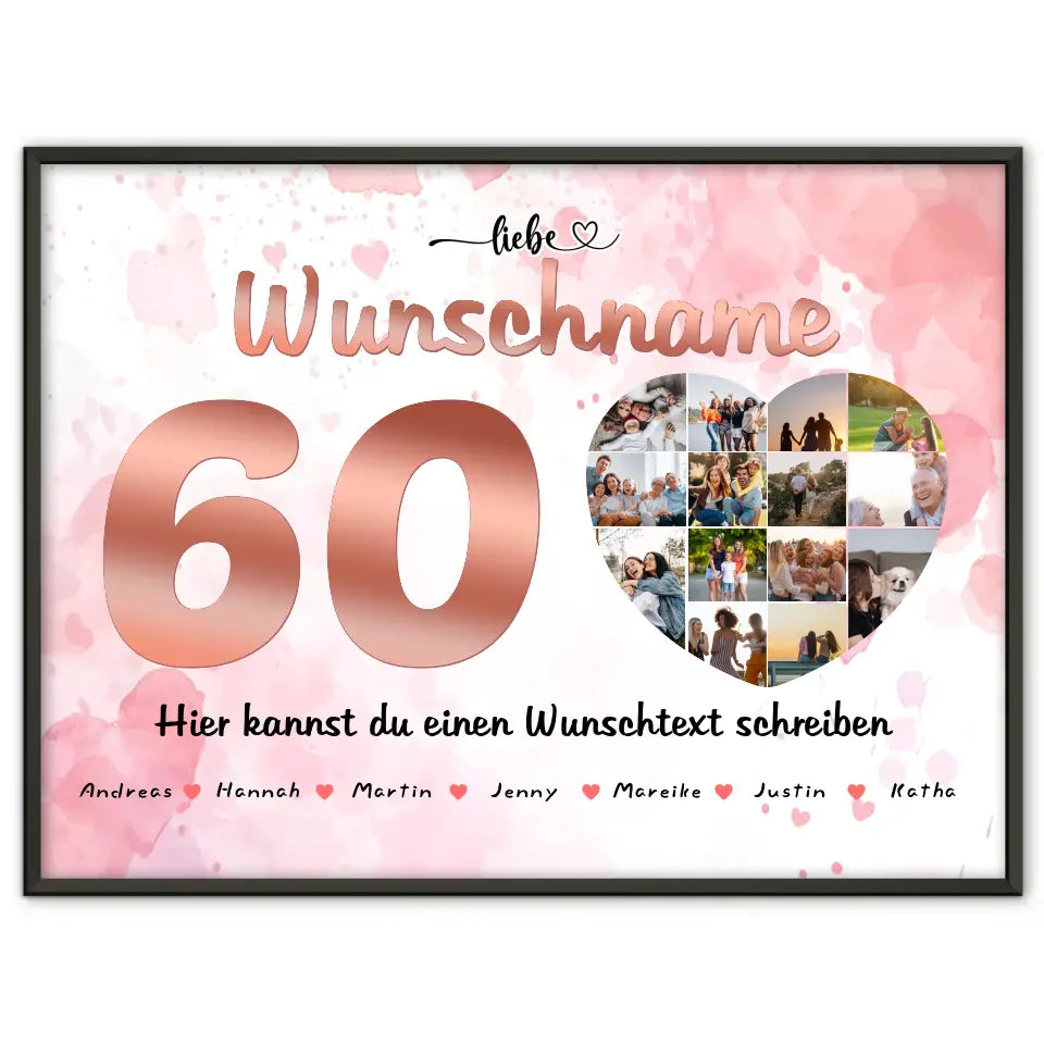 60 Geburstag Poster für Oma Personalisiert 14 Fotos Geschenk