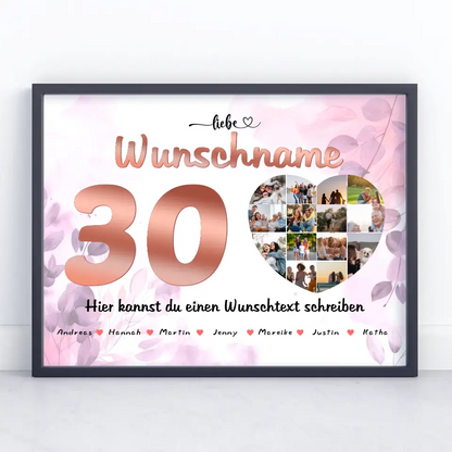 Fotocollage personalisiert für Mama zum 30 Geburstag Bis zu 15 Namen