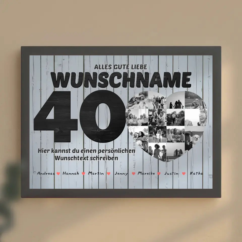 Geschenk Poster personalisiert 40 Geburstag Bis 15 Namen für Schwester