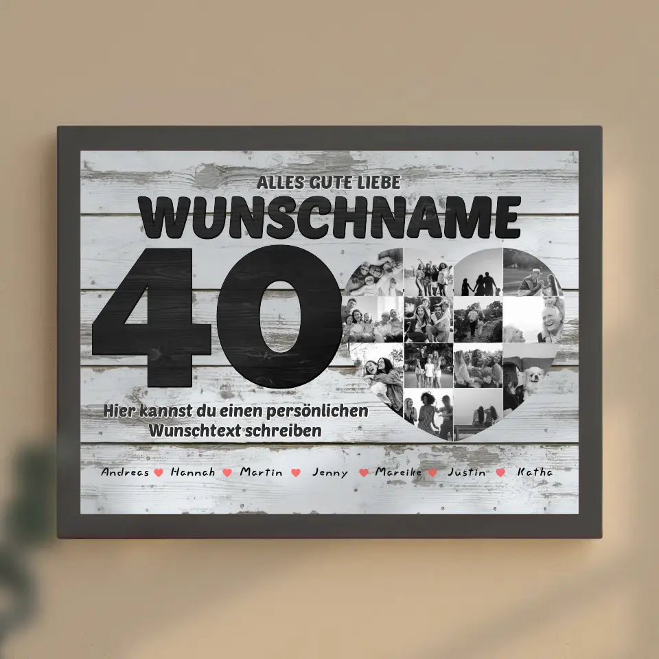 Personalisiertes Geburtstagsposter Bis 15 Namen für Tante 40 Geburstag