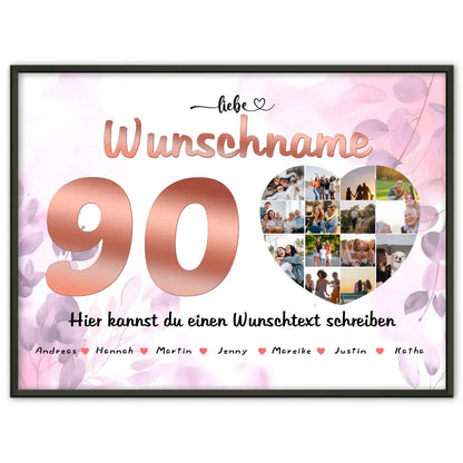 Oma 90 Geburstag Fotocollage als Personalisiertes Poster Bis zu 15 Namen