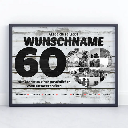 Poster mit Wunschname60 Geburstag personalisiert Alles Gute Mit Namen