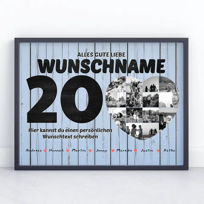 Personalisiertes Geburtstagsposter Bis 15 Namen für Schwester 20 Geburstag
