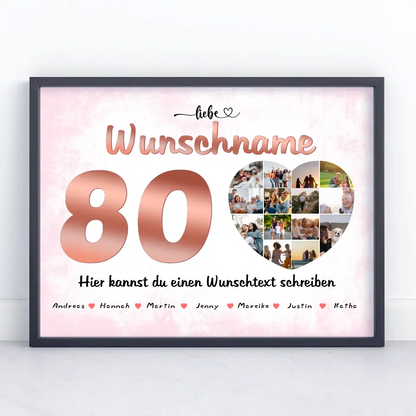 Poster personalisiert für Mama 80 Geburstag 14 Fotos Wunschname