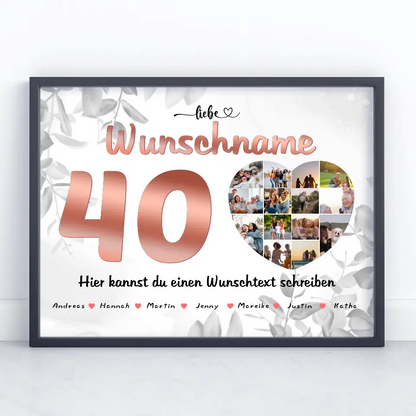 Mama 40 Geburstag Fotocollage als Personalisiertes Poster Bis zu 15 Namen