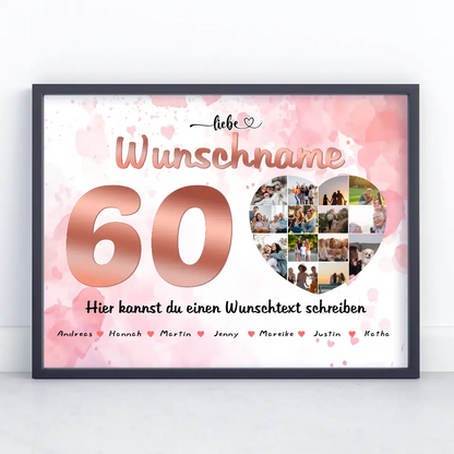 60 Geburstag Poster für Oma Personalisiert 14 Fotos Geschenk