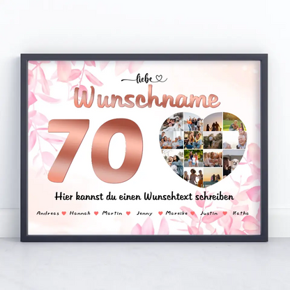 Personalisiertes Mama Poster 70 Geburstag Rose Farbe Eigener Wunschtext