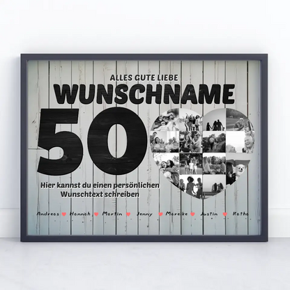 50 Geburstag Fotocollage mit Wunschtext Bis 15 Namen Beste Freundin