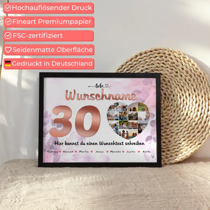 Fotocollage personalisiert für Mama zum 30 Geburstag Bis zu 15 Namen