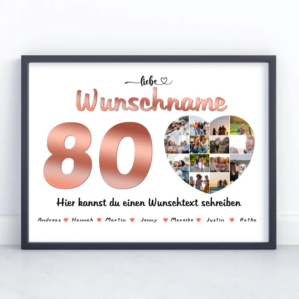 Fotocollage personalisiert für Oma zum 80 Geburstag Eigener Wunschtext