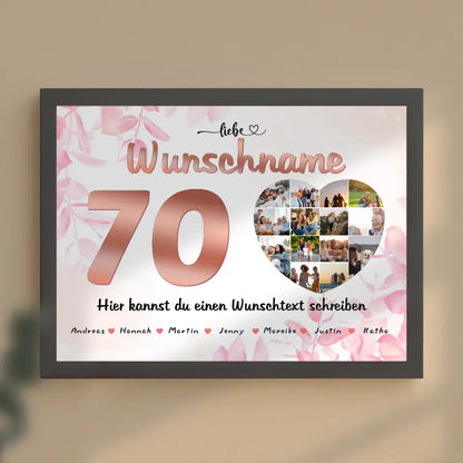 Personalisiertes Mama Poster 70 Geburstag Rose Farbe Eigener Wunschtext