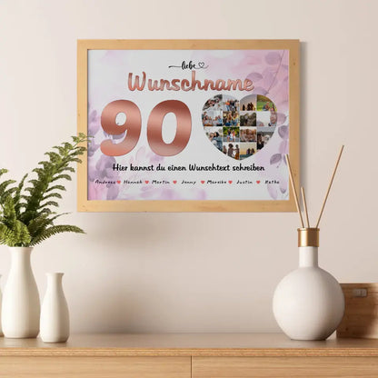 Oma 90 Geburstag Fotocollage als Personalisiertes Poster Bis zu 15 Namen