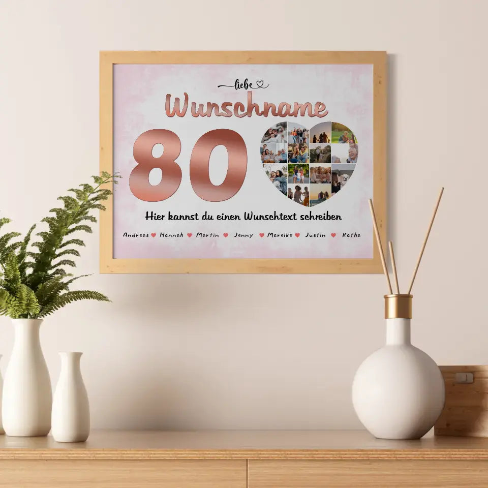 Poster personalisiert für Mama 80 Geburstag 14 Fotos Wunschname