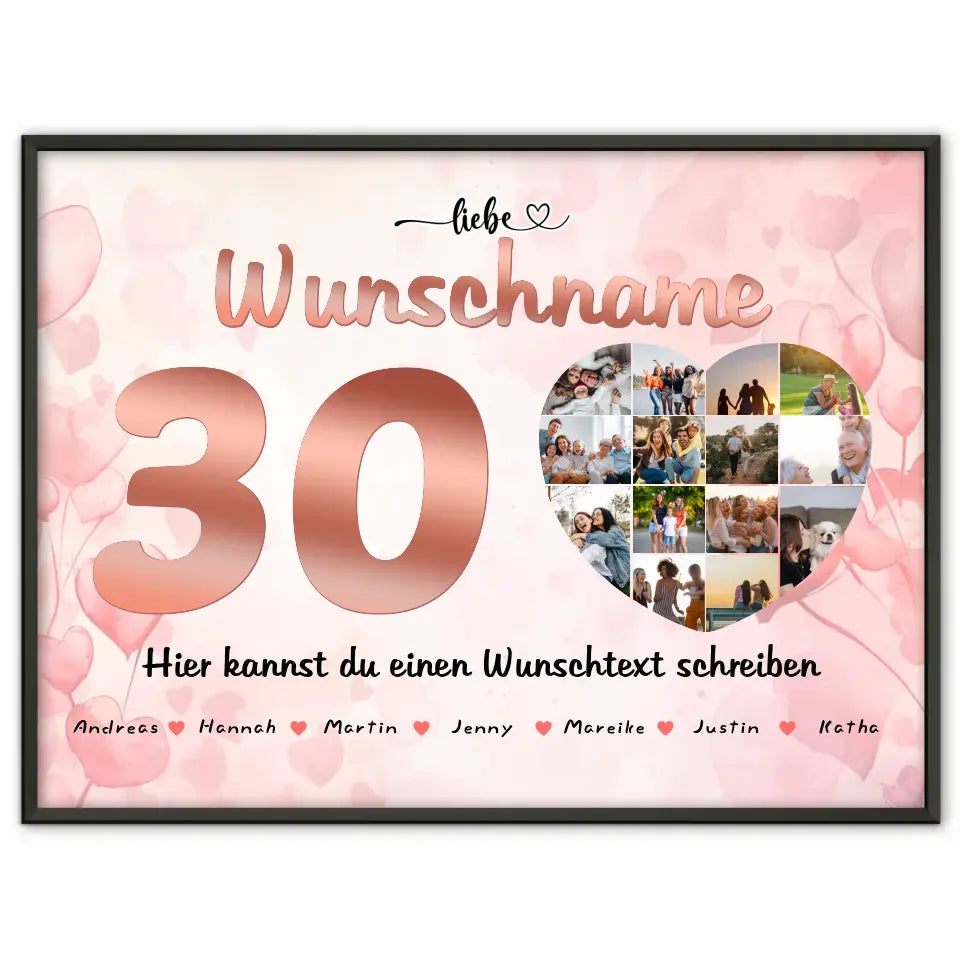 Fotocollage personalisiert für Patentante zum 30 Geburstag Mit Namen