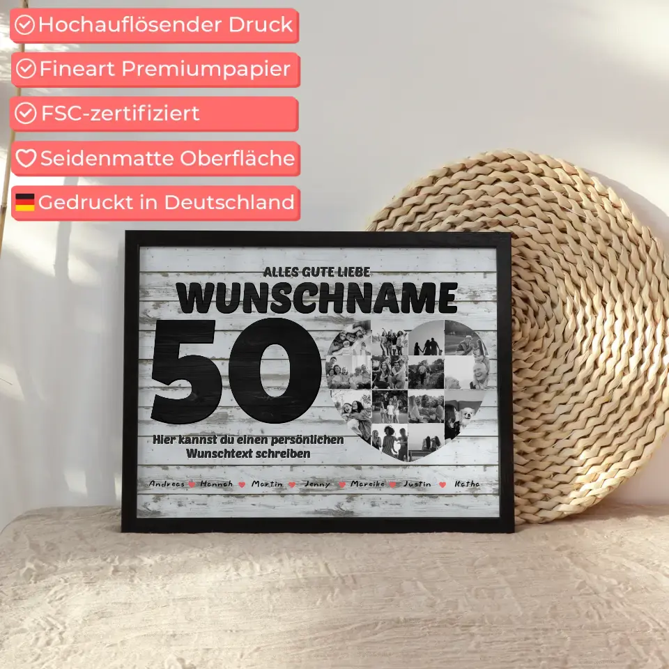 50 Geburstag Tante Poster personalisiert 14 Fotos Mit Namen