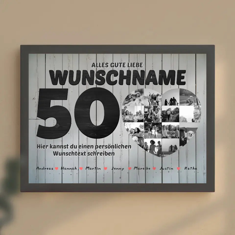 50 Geburstag Fotocollage mit Wunschtext Bis 15 Namen Beste Freundin