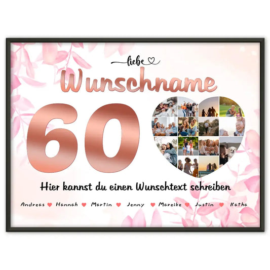 Poster personalisiert für Tante 60 Geburstag Eigener Wunschtext