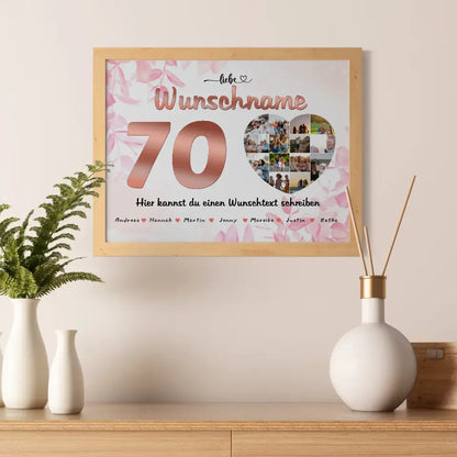 Personalisiertes Mama Poster 70 Geburstag Rose Farbe Eigener Wunschtext