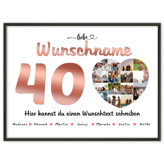 Patentante 40 Geburstag Fotocollage als Personalisiertes Poster Bis zu 15 Namen