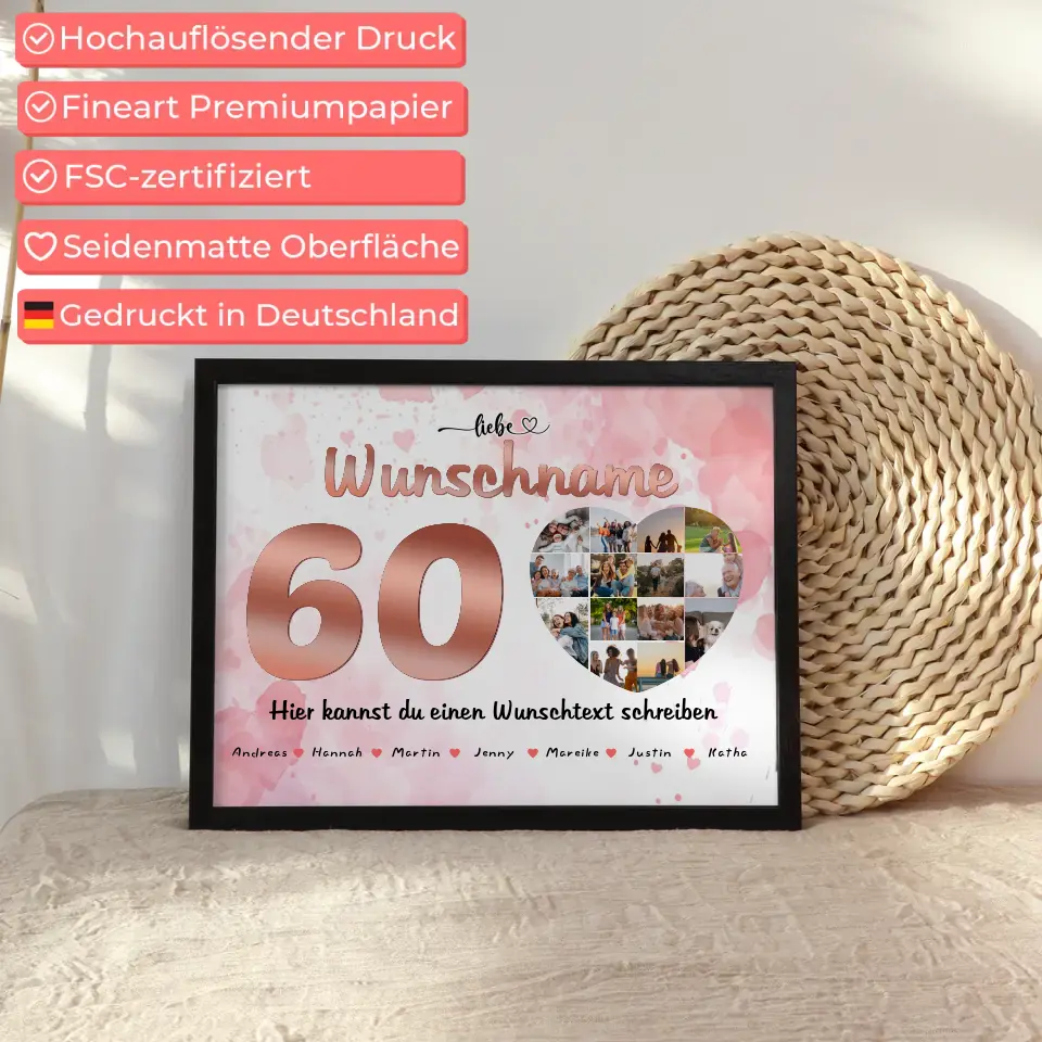 60 Geburstag Poster für Oma Personalisiert 14 Fotos Geschenk