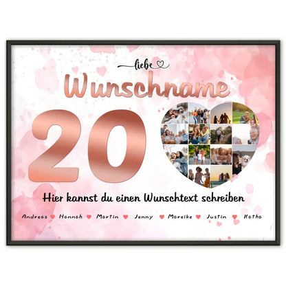 Patentante Poster personalisiert für 20 Geburstag Alles Liebe & Gute