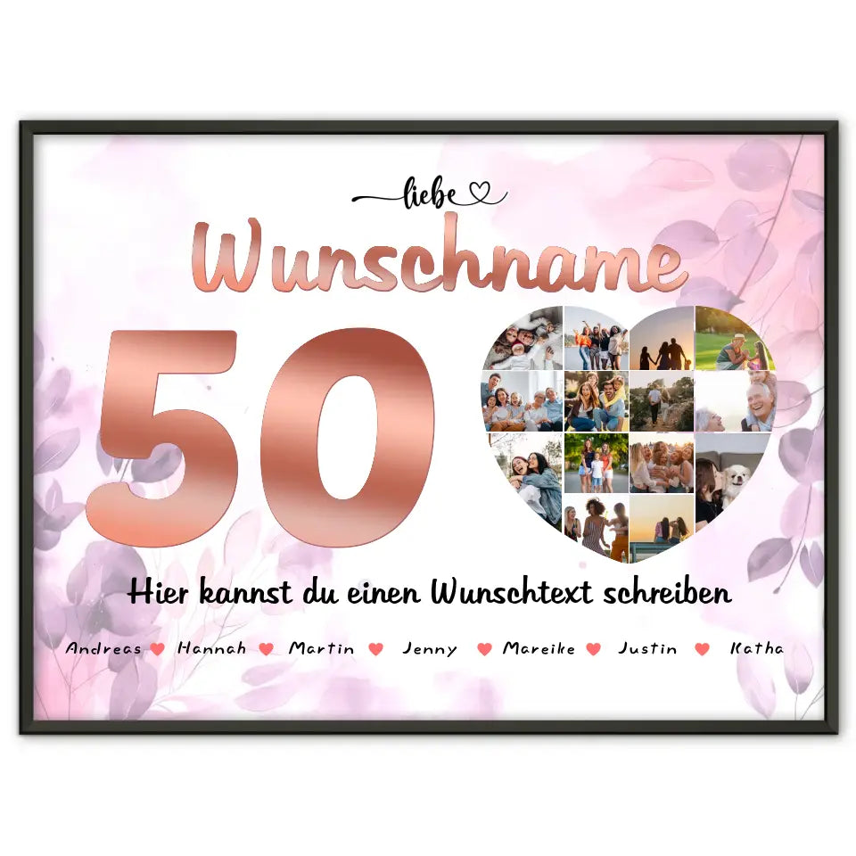 Personalisiertes Patentante Poster 50 Geburstag Fotocollage