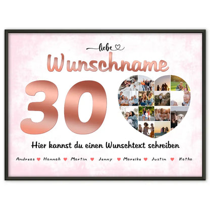 30 geburstag poster fur schwester personalisiert wunschname 1 Geburstagdesign mit Namen und Fotos Geburtstag 1