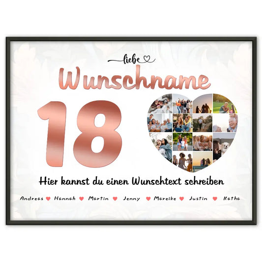 Poster personalisiert für Schwester 18 Geburstag Mit Namen 14 Fotos