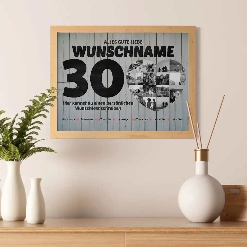 30 Geburstag Schwester Poster personalisiert 14 Fotos Mit Namen