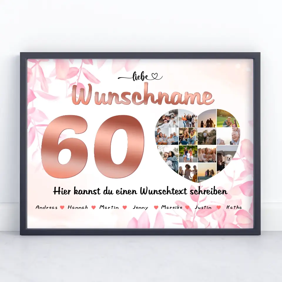 Poster personalisiert für Tante 60 Geburstag Eigener Wunschtext