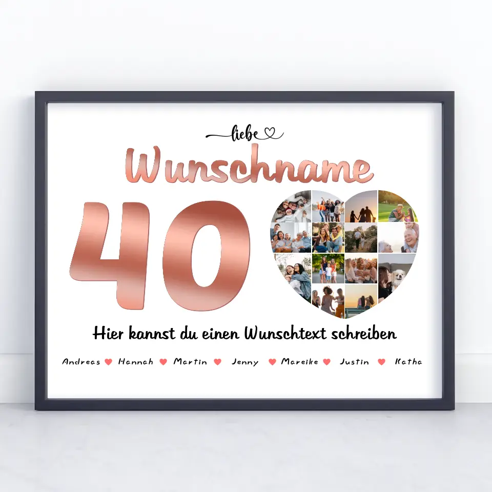 Patentante 40 Geburstag Fotocollage als Personalisiertes Poster Bis zu 15 Namen