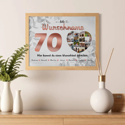 Personalisiertes Patentante Poster 70 Geburstag Rose Farbe Eigener Wunschtext
