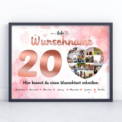 Patentante Poster personalisiert für 20 Geburstag Alles Liebe & Gute