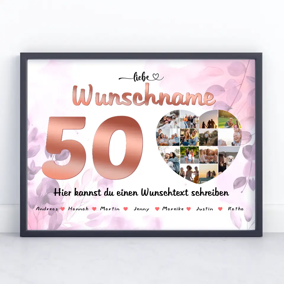 Personalisiertes Patentante Poster 50 Geburstag Fotocollage