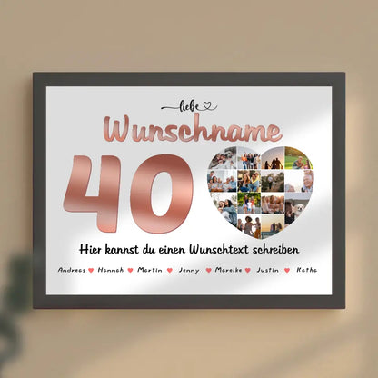 Patentante 40 Geburstag Fotocollage als Personalisiertes Poster Bis zu 15 Namen