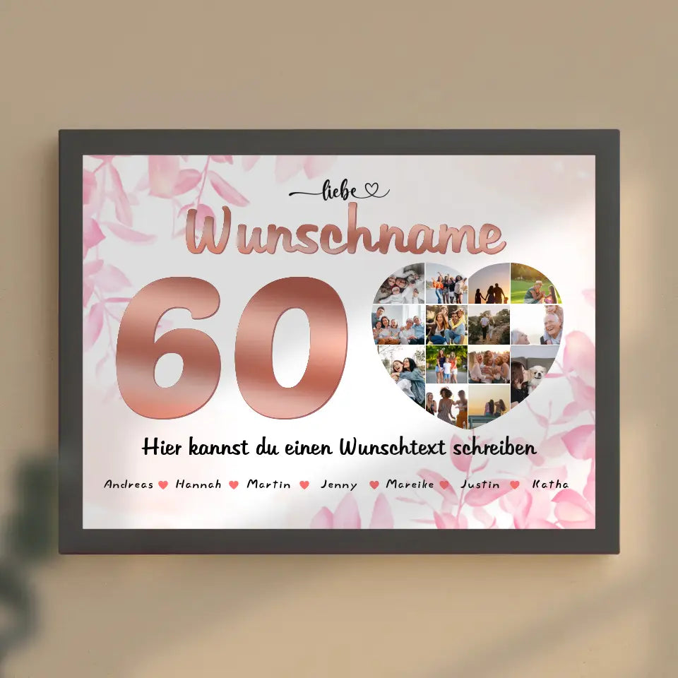 Poster personalisiert für Tante 60 Geburstag Eigener Wunschtext